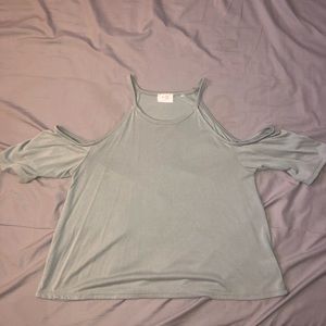 Me to We Mint Green Cold Shoulder Top